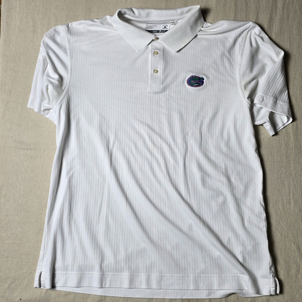 Cutter & Buck Florida Gators Polo Shirt Men's XXL White Short Sleeve Embroidered